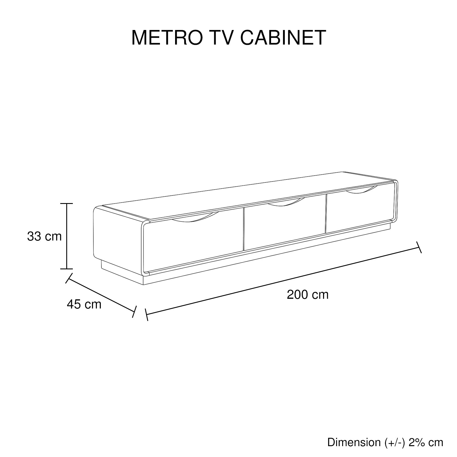 Assembled TV Cabinet 200CM Entertainment Unit with 3 Storage Drawers High Glossy