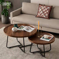 Load image into Gallery viewer, Removable Set of 2 Round Coffee Table  Walnut Nesting Side End Table Furniture
