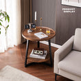 Load image into Gallery viewer, Side Round Coffee Table Retro 2-Tier Wooden Industrial Style
