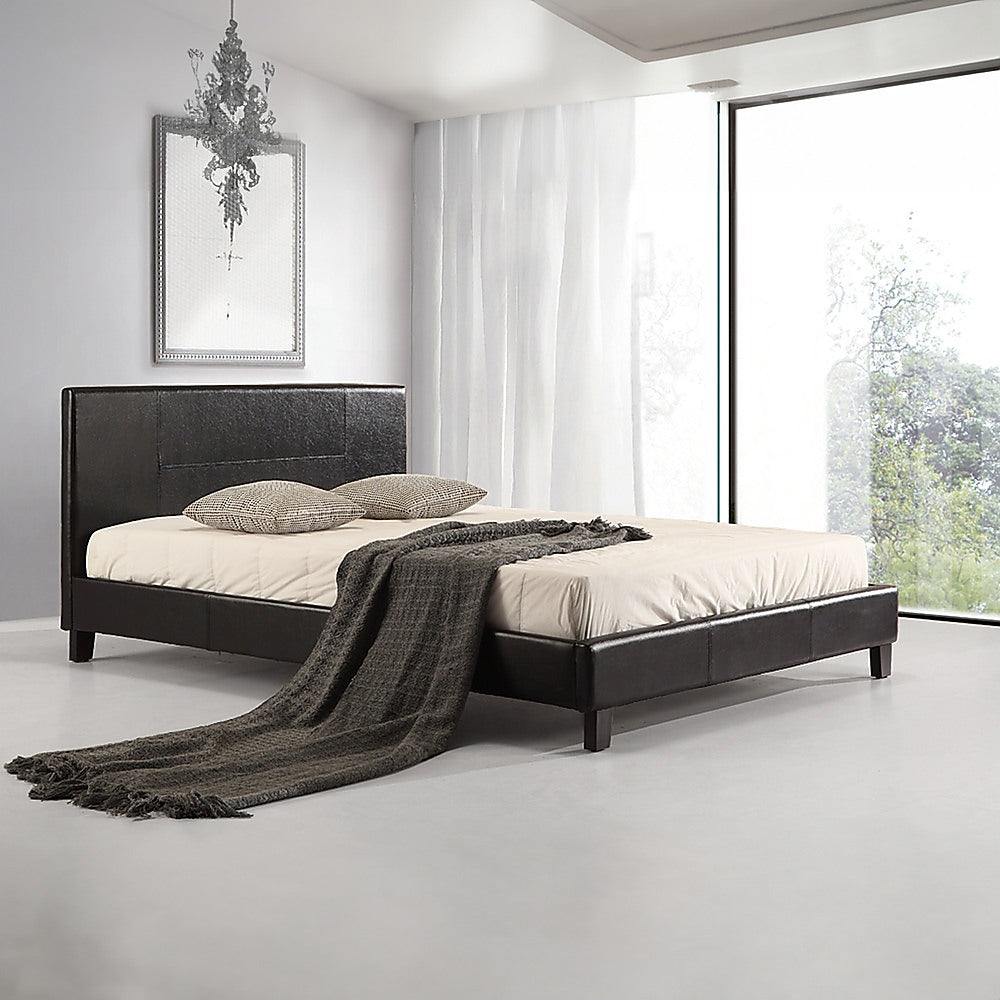 Double PU Leather Bed Frame Black