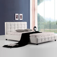 Load image into Gallery viewer, Double PU Leather Deluxe Bed Frame White
