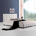 Load image into Gallery viewer, Queen PU Leather Deluxe Bed Frame White
