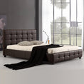 Load image into Gallery viewer, Queen PU Leather Deluxe Bed Frame Brown
