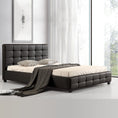 Load image into Gallery viewer, Queen PU Leather Deluxe Bed Frame Black
