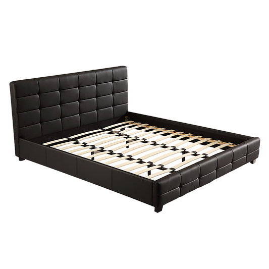 King PU Leather Deluxe Bed Frame Black