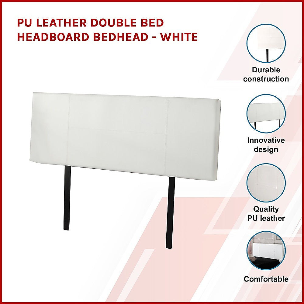 PU Leather Double Bed Headboard Bedhead - White