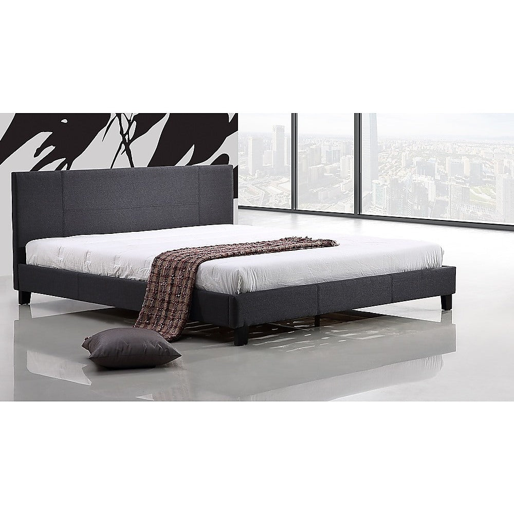 King Linen Fabric Bed Frame Grey – Decor Trends