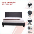 Load image into Gallery viewer, Queen Linen Fabric Bed Frame Grey
