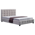Load image into Gallery viewer, Linen Fabric Queen Deluxe Bed Frame Beige
