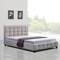 Load image into Gallery viewer, Linen Fabric Queen Deluxe Bed Frame Beige
