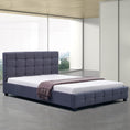 Load image into Gallery viewer, Linen Fabric Queen Deluxe Bed Frame Grey
