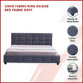 Load image into Gallery viewer, Linen Fabric King Deluxe Bed Frame Grey

