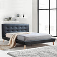 Load image into Gallery viewer, Queen PU Leather Deluxe Bed Frame Black

