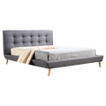 Load image into Gallery viewer, Queen Linen Fabric Deluxe Bed Frame Grey
