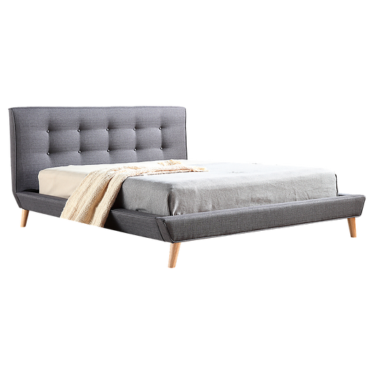Queen Linen Fabric luxe Bed Frame Grey