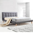 Load image into Gallery viewer, Queen Linen Fabric Deluxe Bed Frame Grey
