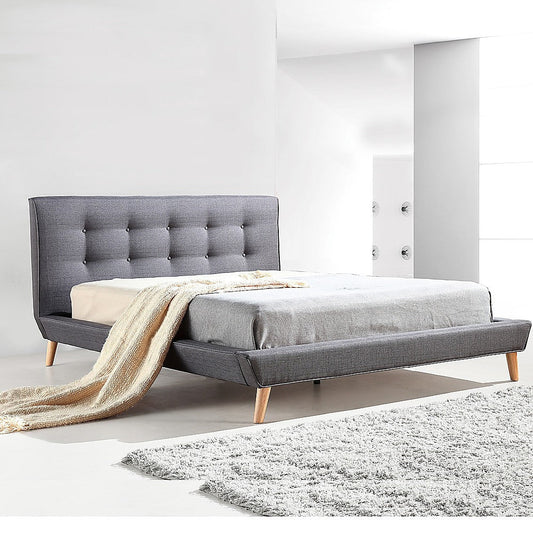 Queen Linen Fabric luxe Bed Frame Grey