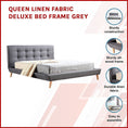 Load image into Gallery viewer, Queen Linen Fabric Deluxe Bed Frame Grey
