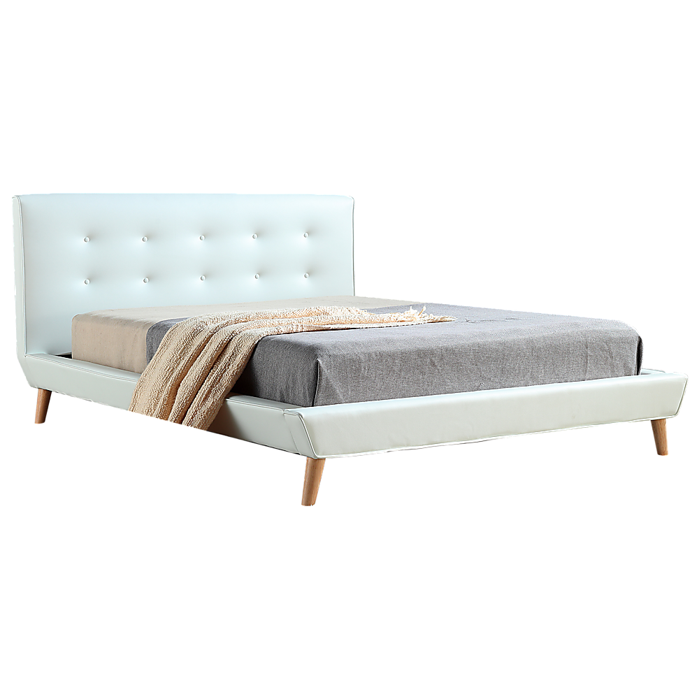 Queen PU Leather luxe Bed Frame White