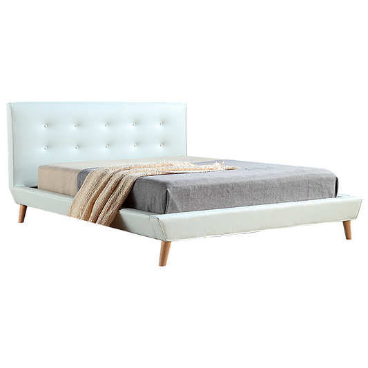 Queen PU Leather luxe Bed Frame White