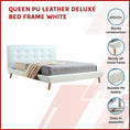 Load image into Gallery viewer, Queen PU Leather Deluxe Bed Frame White
