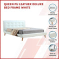 Load image into Gallery viewer, Queen PU Leather luxe Bed Frame White
