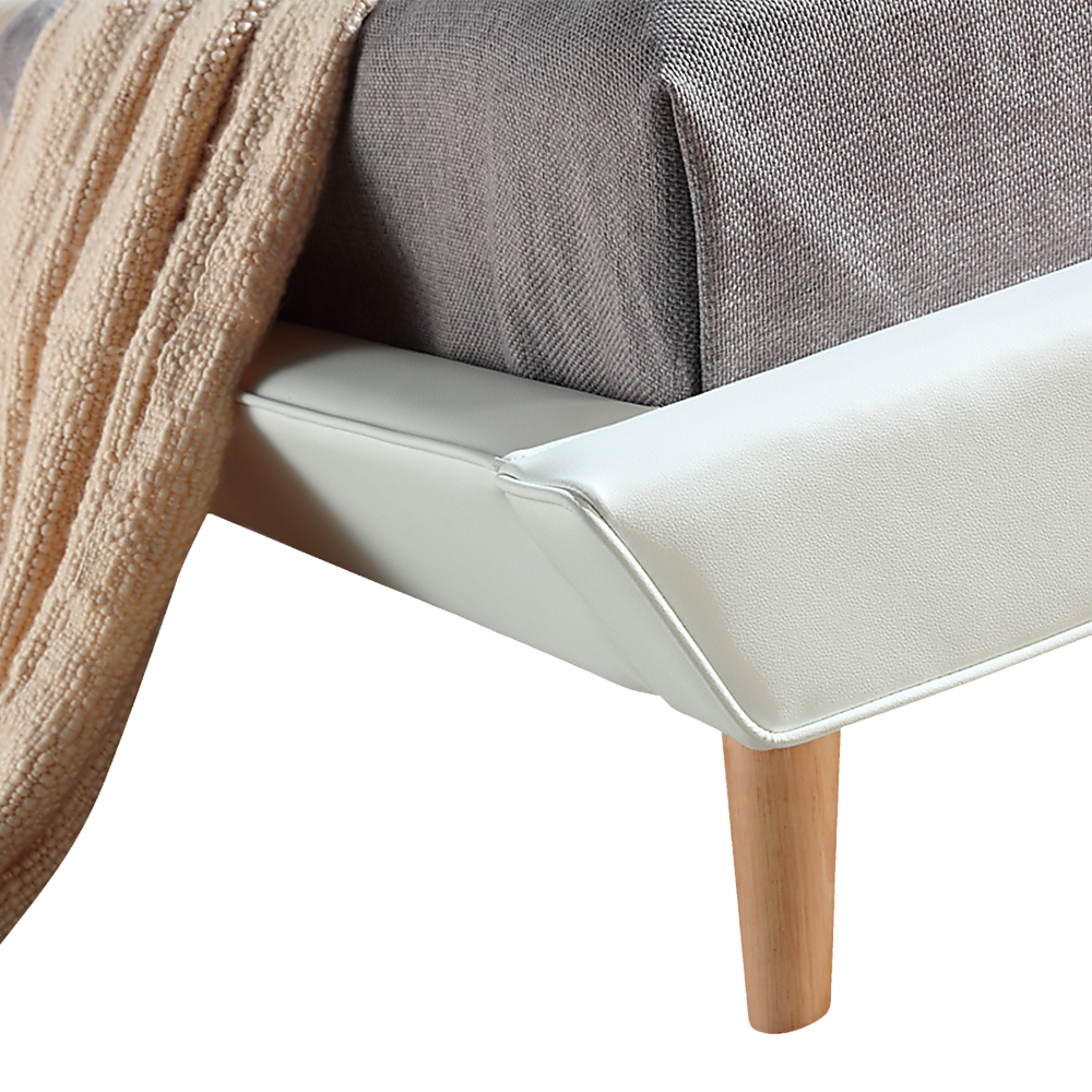 Queen PU Leather luxe Bed Frame White