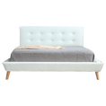 Load image into Gallery viewer, Queen PU Leather Deluxe Bed Frame White
