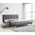 Load image into Gallery viewer, King Linen Fabric Deluxe Bed Frame Grey
