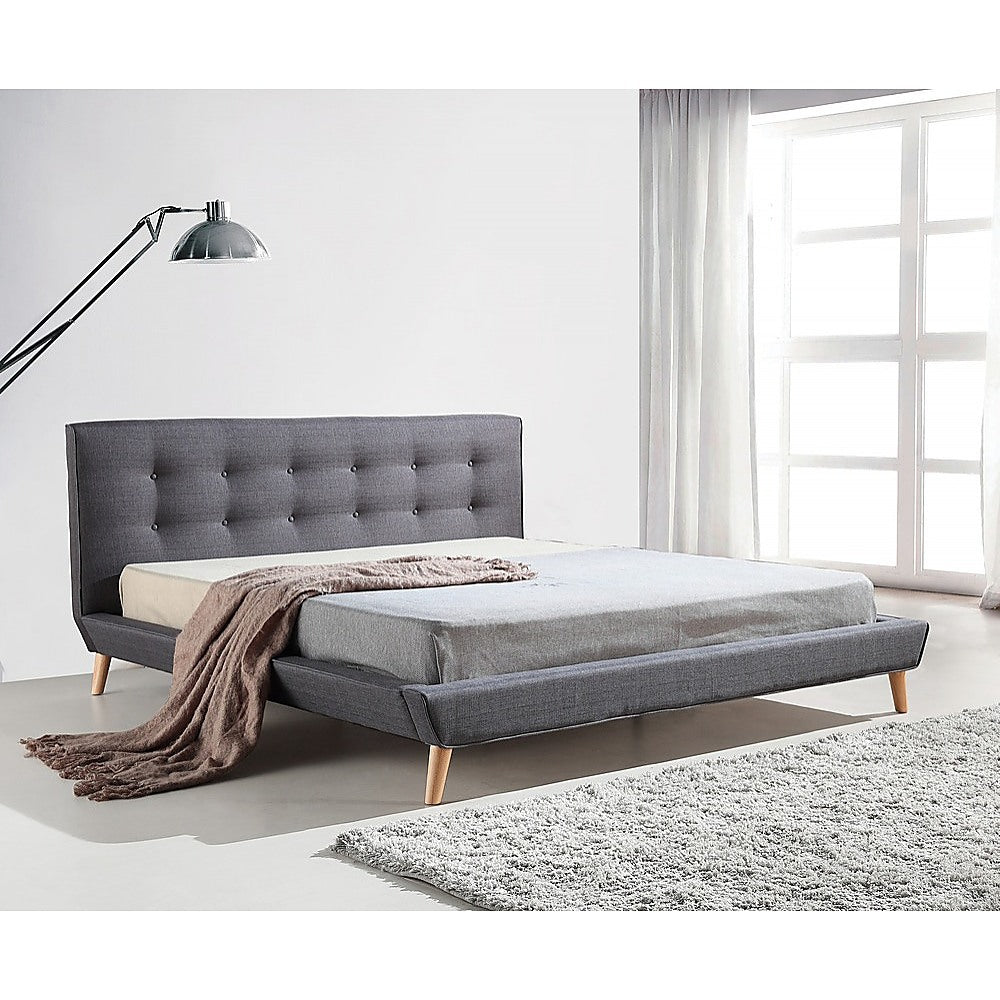 King Linen Fabric luxe Bed Frame Grey