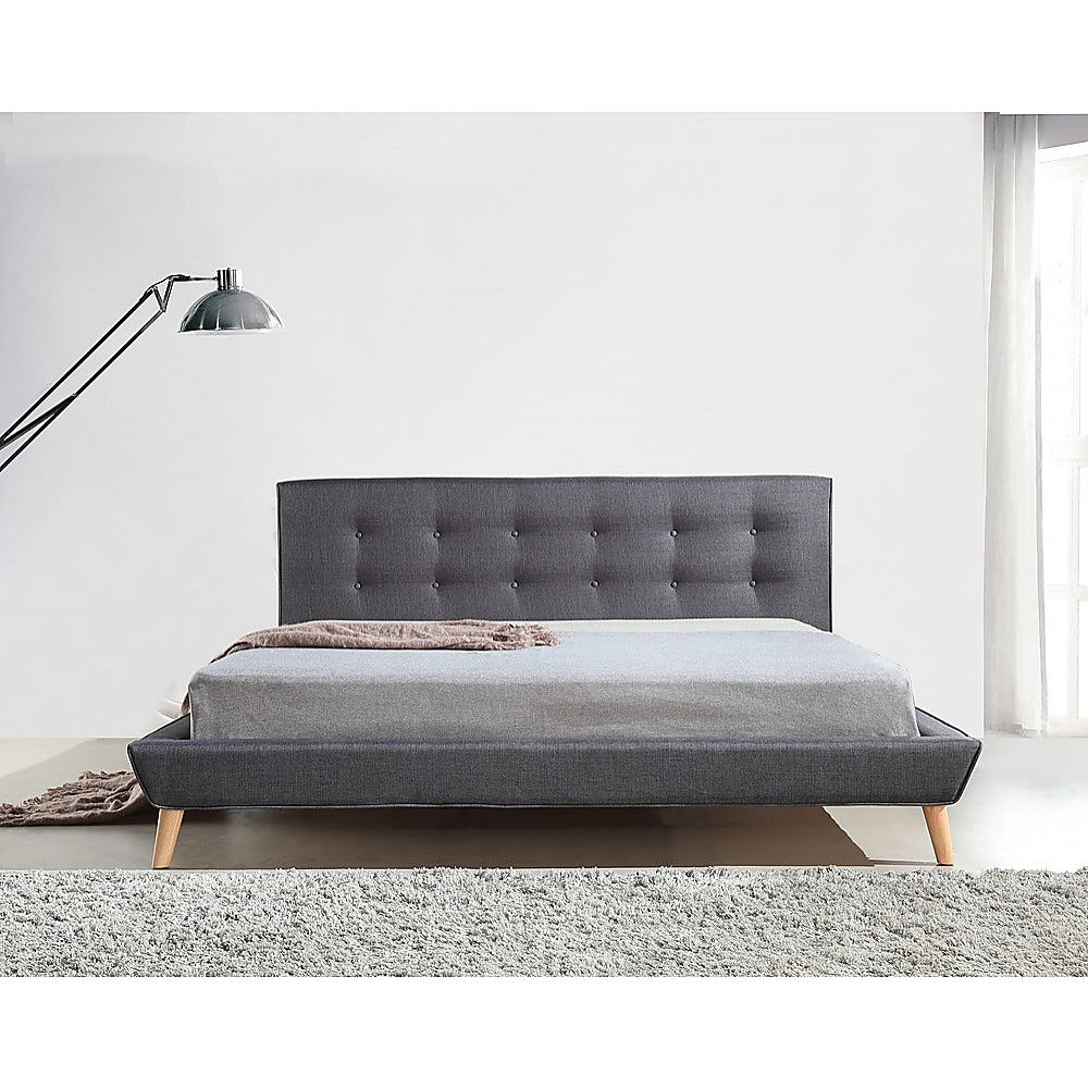 King Linen Fabric luxe Bed Frame Grey