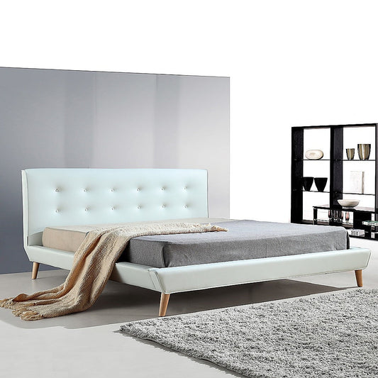 King PU Leather luxe Bed Frame White