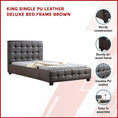 Load image into Gallery viewer, King Single PU Leather Deluxe Bed Frame Brown
