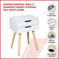 Load image into Gallery viewer, Wooden Bedside Table 2 Drawers Cabinet Storage Tall Night Stand
