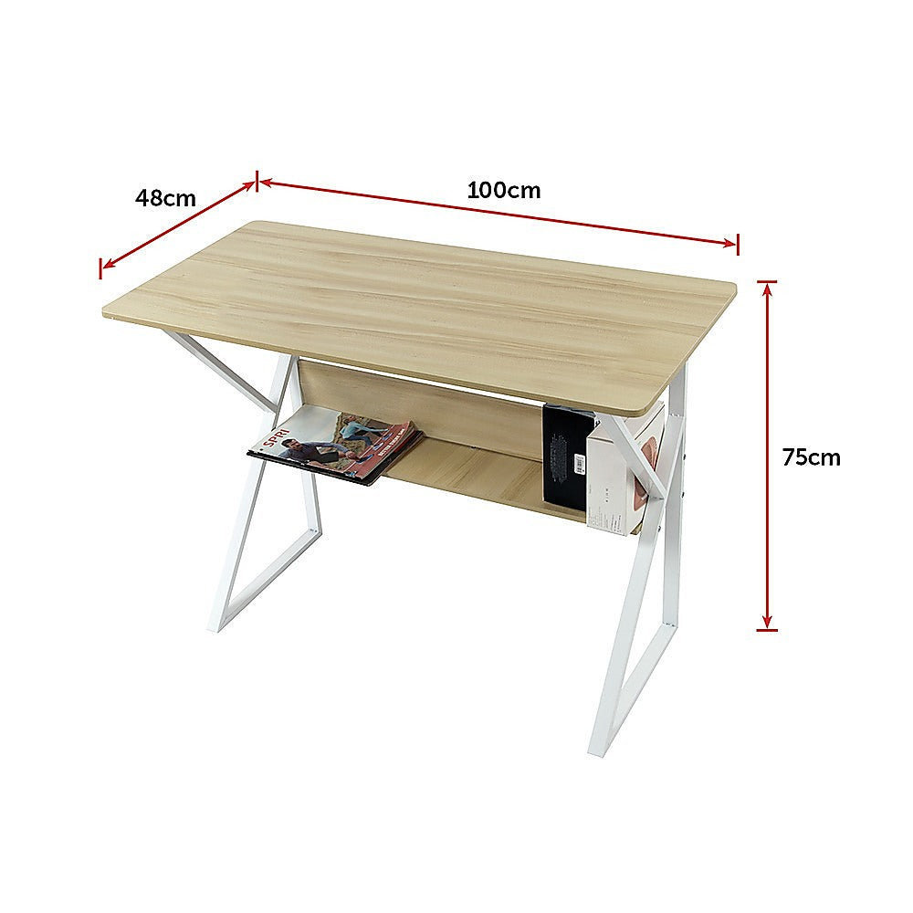 Metal Computer Console Wood & Metal Computer Desk with Shelf Home Office Furniture – Decor Trends
