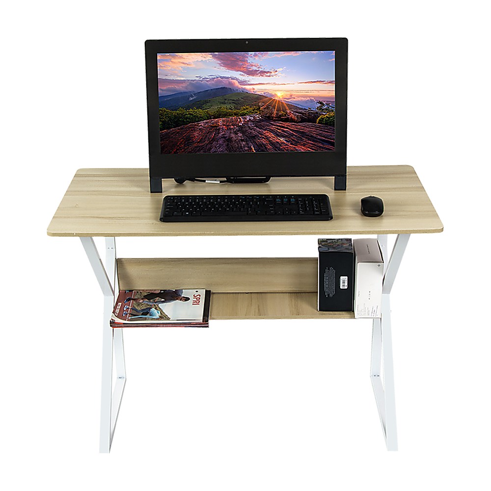 Wood & Metal Computer Desk with Shelf Home Office Furniture – Decor Trends