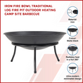 Load image into Gallery viewer, Iron Fire Bowl Traditional Log Fire Pit Outdoor Heating Camp Site Barbecue
