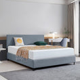 Load image into Gallery viewer, Linen Fabric King Bed Deluxe Headboard Bedhead - Berlin Blue
