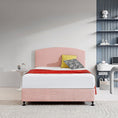 Load image into Gallery viewer, Linen Fabric Double Bed Curved Headboard Bedhead - Pale Pink
