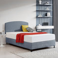 Load image into Gallery viewer, Linen Fabric Double Bed Curved Headboard Bedhead - Berlin Blue
