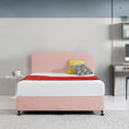 Load image into Gallery viewer, Linen Fabric Queen Bed Curved Headboard Bedhead - Pale Pink
