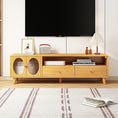 Load image into Gallery viewer, Modern Boho TV Cabinet Entertainment Unit Stand Storage Wicker Woven Rattan
