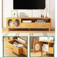 Load image into Gallery viewer, Modern Boho TV Cabinet Entertainment Unit Stand Storage Wicker Woven Rattan
