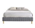 Load image into Gallery viewer, Libby Contemporary Platform Bed Base Fabric Frame with Timber Slat Queen in Light Grey
