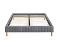 Load image into Gallery viewer, Libby Contemporary Platform Bed Base Fabric Frame with Timber Slat Queen in Light Grey
