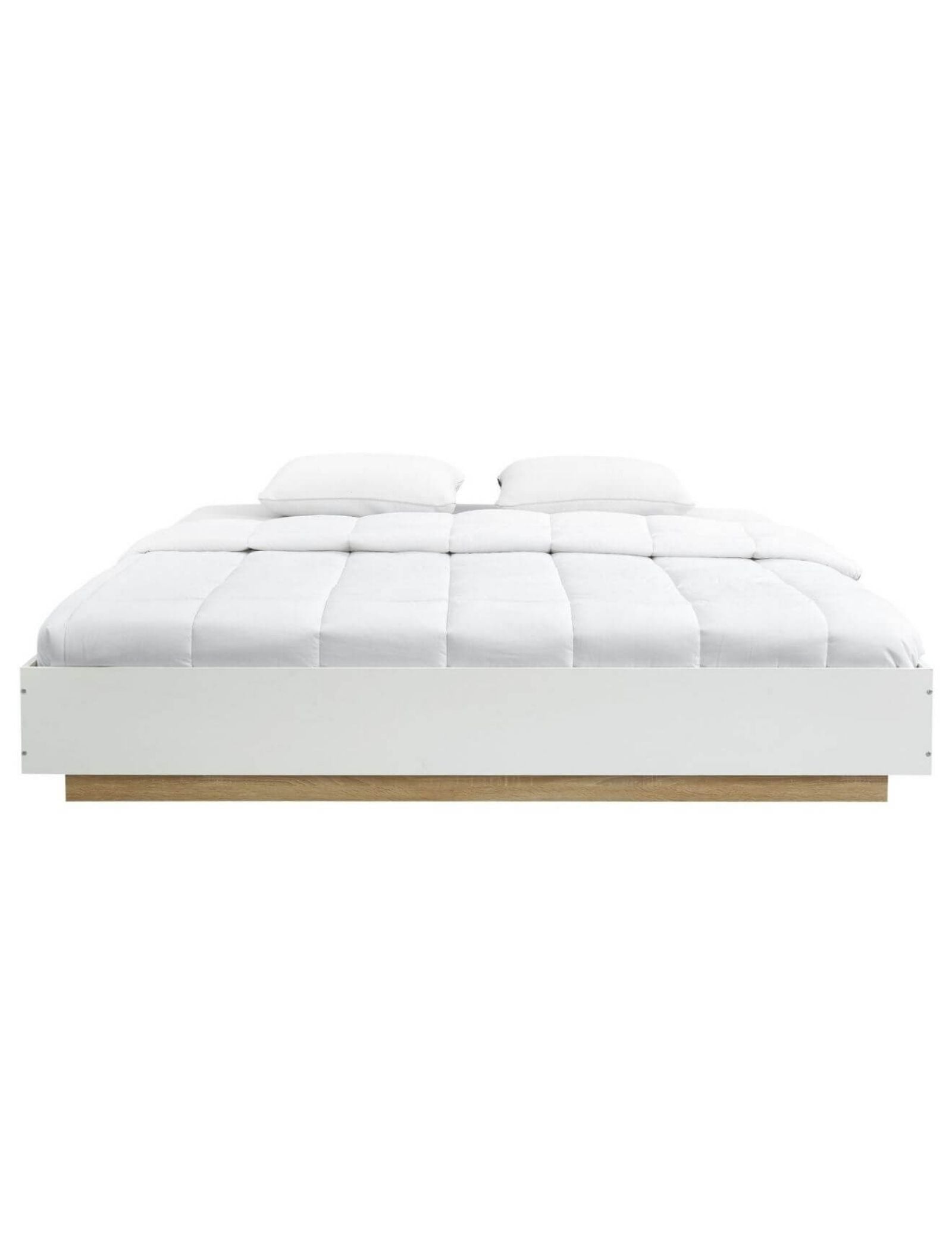 King Contemporary Industrial White Oak Base Bed Frame
