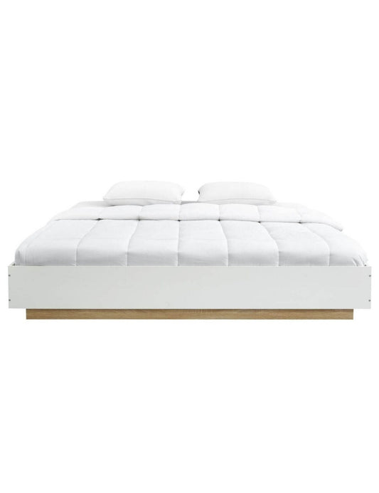 King Contemporary Industrial White Oak Base Bed Frame