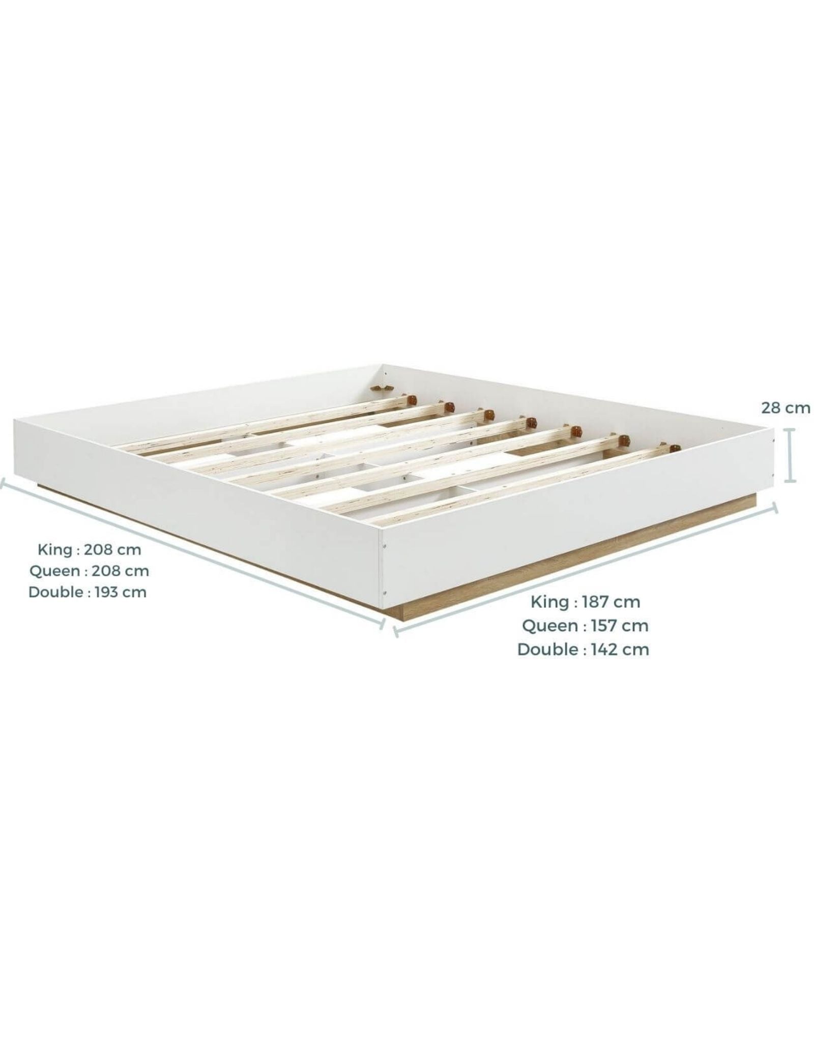 King Contemporary Industrial White Oak Base Bed Frame