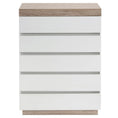 Load image into Gallery viewer, Ashley Coastal White Wooden Chest of 5 Drawers Tallboy
