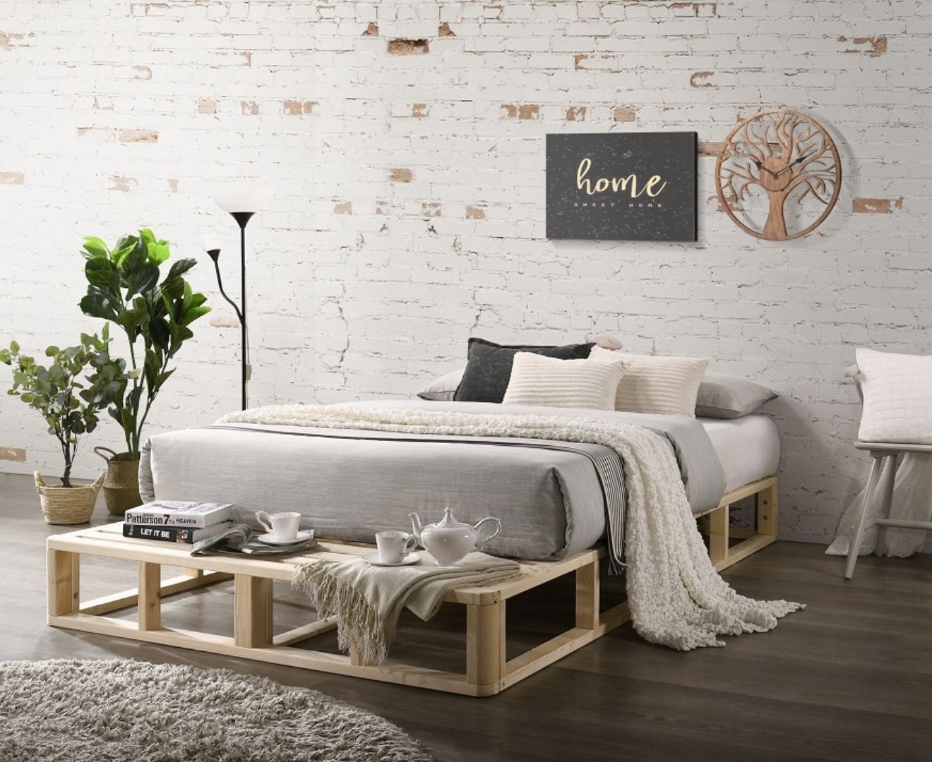 Luis Wooden Platform Bed Frame Base Queen